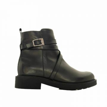 Botine damă din piele naturală, Leofex- 017 Negru Box