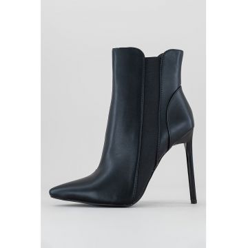 Botine de piele ecologica cu toc inalt Axelle