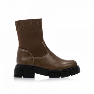 Botine Maro Imitație Piele și material textil cu bandă elastică