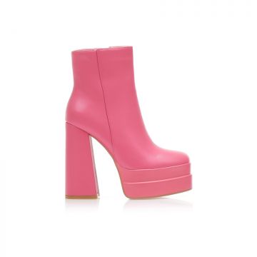 Botine Fucshia imitație de piele cu fiapa