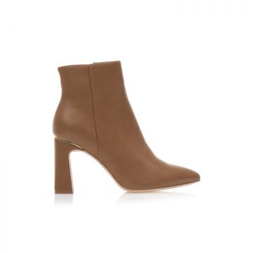 Botine Maro trabuc imitație de piele vârf ascuțit cu detaliu auriu pe toc