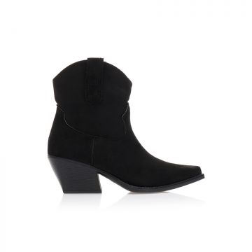 Botine Negre piele întoarsă Cowboy vârf ascuțit