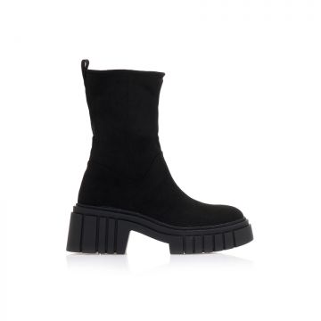 Botine Negre piele întoarsă cu fermoar