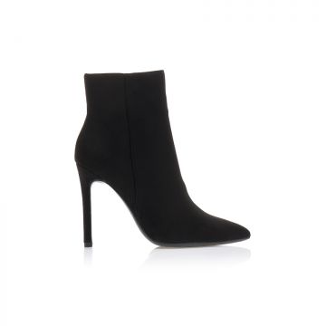 Botine Negre piele întoarsă cu fermoar vârf ascuțit