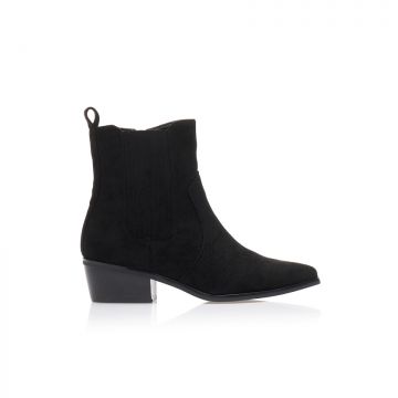 Botine Negre piele întoarsă Cowboy cu bandă elastică și fermoar