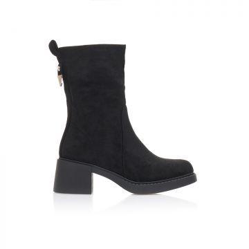 Botine Negre piele întoarsă cu fermoar