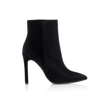 Botine Negre velur cu fermoar vârf ascuțit