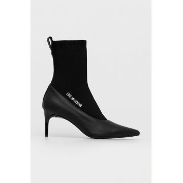 Love Moschino Botine femei, culoarea negru, cu toc cui Love Moschino Botine femei, culoarea negru, cu toc cui