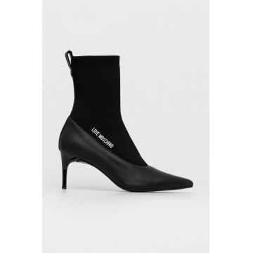 Love Moschino Botine femei, culoarea negru, cu toc cui