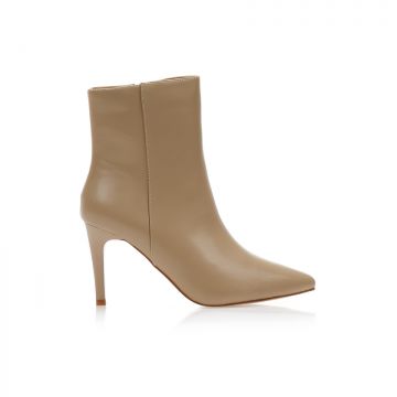 Botine Bej Imitație Piele vârf ascuțit