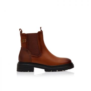 Botine Camel imitație de piele cu bandă elastică