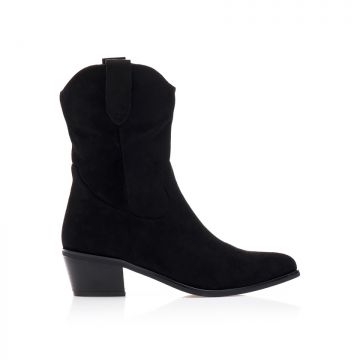 Botine Negre piele întoarsă Cowboy cu fermoar