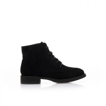 Botine Negre piele întoarsă cu șireturi