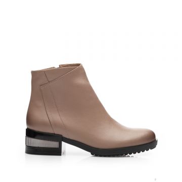 Botine damă din piele naturală, Leofex - 294-1 Taupe Box