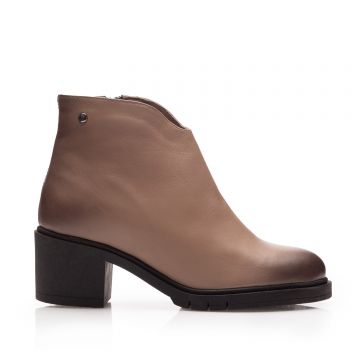 Botine damă din piele naturală, Leofex - 409 Taupe Box