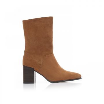 Botine Camel piele întoarsă vârf ascuțit