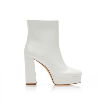 Botine Albe imitație de piele cu fiapa