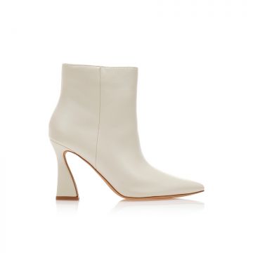 Botine Albe Imitație Piele vârf ascuțit
