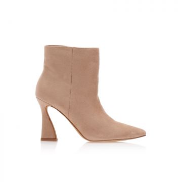 Botine Bej piele întoarsă vârf ascuțit