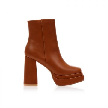 Botine Camel imitație de piele cu fiapa