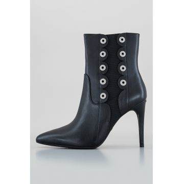 Botine din piele cu insertii elastice