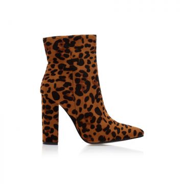 Botine leopard piele întoarsă vârf ascuțit