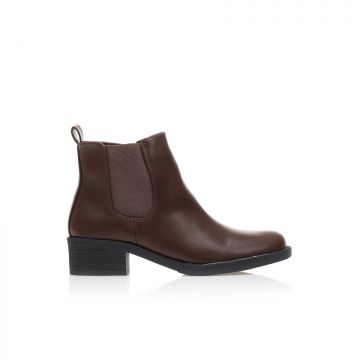 Botine Maro Imitație Piele cu fermoar și bandă elastică