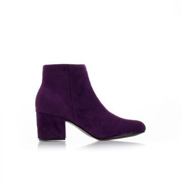 Botine Mov piele întoarsă cu fermoar