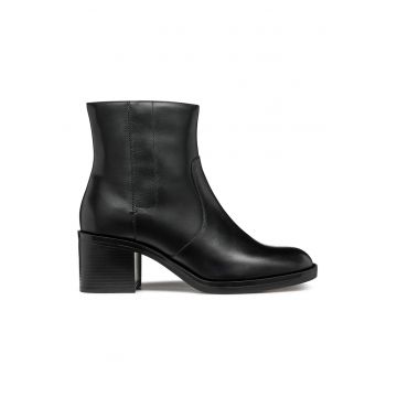 Botine din piele cu toc masiv