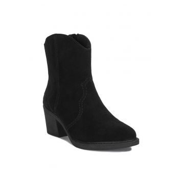 Botine cu toc  Y125100 - Piele intoarsa - Negru