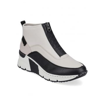 Botine sportive pentru dama -  Piele ecologica - Negru/Alb - Marimea 41