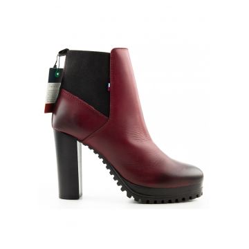 Botine din piele cu toc masiv - Botine din piele cu toc masiv -