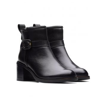 Botine cu toc dama -  casual - piele naturala - negru