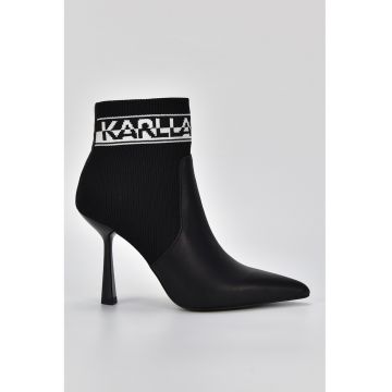 Botine slip-on de piele cu logo