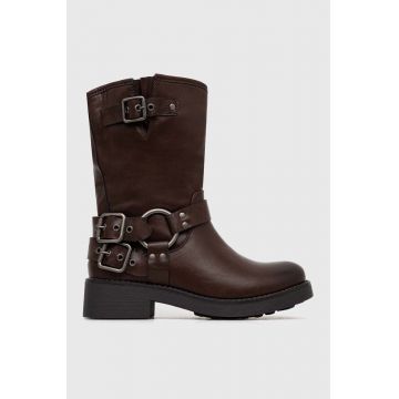 Answear Lab botine femei, culoarea maro, cu toc plat, izolare usoara