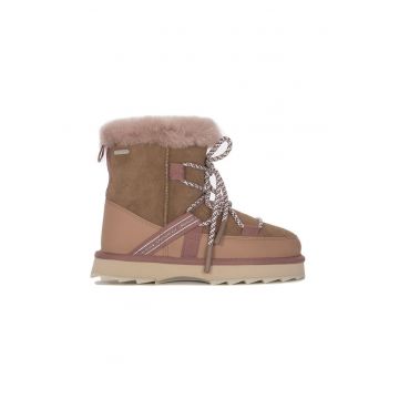 Botine dama  piele naturala - maro/roz -