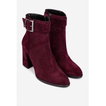 Botine  burgundy din piele intoarsa