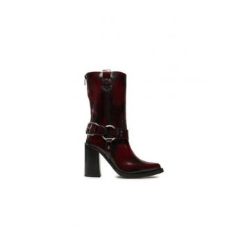 Botine dama  34330-OS - Piele naturala - Visiniu