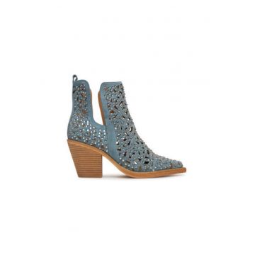 Botine dama  V250132 - Piele naturala - Albastru