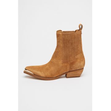 Botine de piele intoarsa cu toc cubanez Lanna