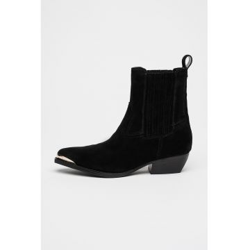 Botine de piele intoarsa cu toc cubanez Lanna