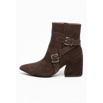 Botine de piele si piele intoarsa cu toc inalt Braxten Botine de piele si piele intoarsa cu toc inalt Braxten