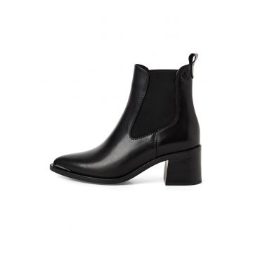 Botine Chelsea de piele intoarsa cu toc masiv
