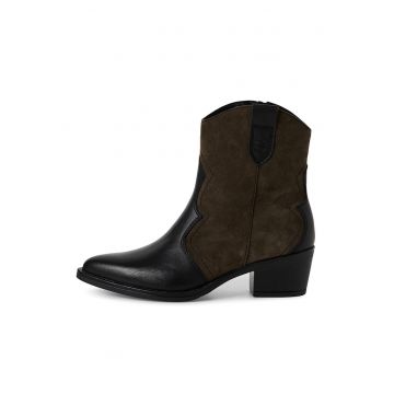 Botine cowboy din piele intoarsa cu fermoar