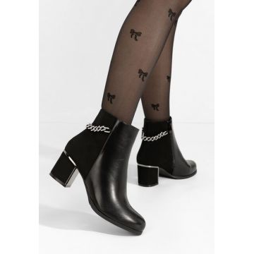 Botine cu toc gros Akilah negre