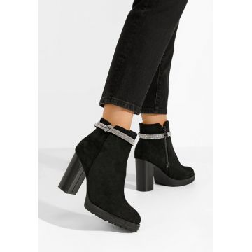 Botine cu toc gros Attalia negre