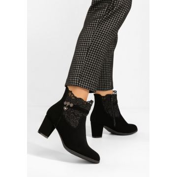Botine cu toc gros Corava negre