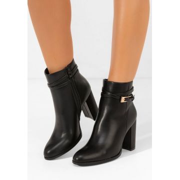 Botine cu toc gros Vanisia negre
