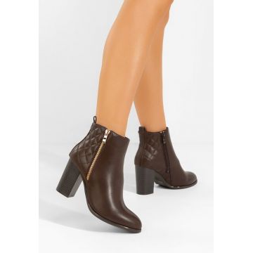 Botine cu toc Lumila maro