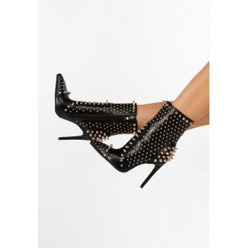 Botine cu toc subtire Kerada negre